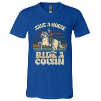 vintage funny sayings Save A Horse Ride A Cousin V-Neck T-Shirt