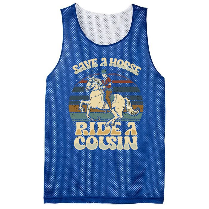 vintage funny sayings Save A Horse Ride A Cousin Mesh Reversible Basketball Jersey Tank