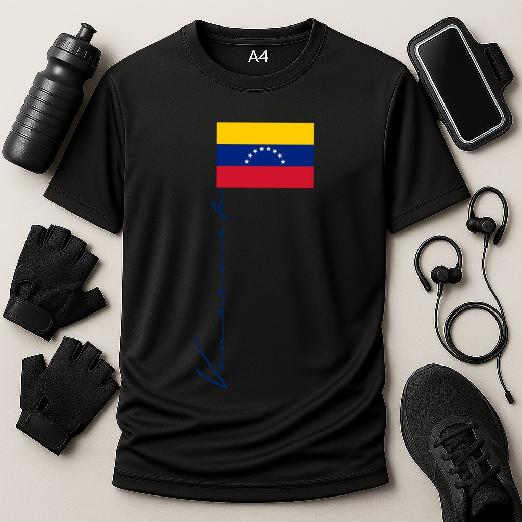Venezuela Flag Signature Patriotic Pole Flag Cool Gift Cooling Performance Crew T-Shirt