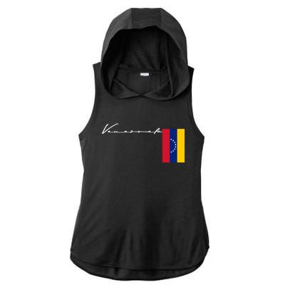 Venezuela Flag Signature Patriotic Pole Gift Ladies PosiCharge Tri-Blend Wicking Draft Hoodie Tank