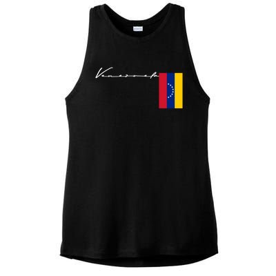 Venezuela Flag Signature Patriotic Pole Gift Ladies PosiCharge Tri-Blend Wicking Tank