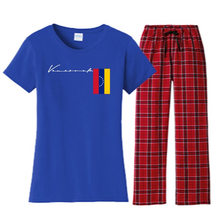 Venezuela Flag Signature Patriotic Pole Gift Women's Flannel Pajama Set