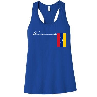 Venezuela Flag Signature Patriotic Pole Gift Women's Racerback Tank