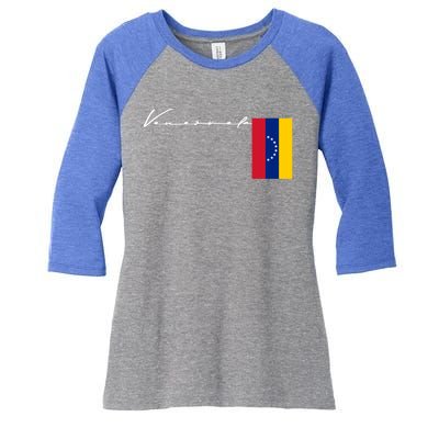 Venezuela Flag Signature Patriotic Pole Gift Women's Tri-Blend 3/4-Sleeve Raglan Shirt