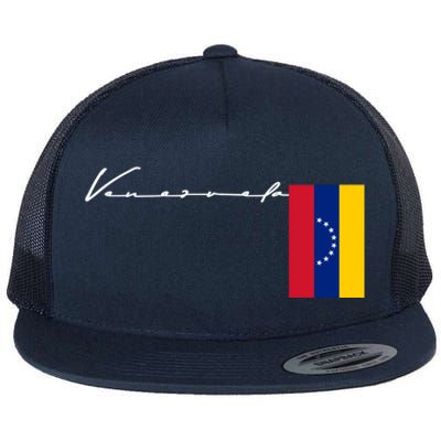 Venezuela Flag Signature Patriotic Pole Gift Flat Bill Trucker Hat