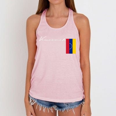 Venezuela Flag Signature Patriotic Pole Gift Women's Knotted Racerback Tank