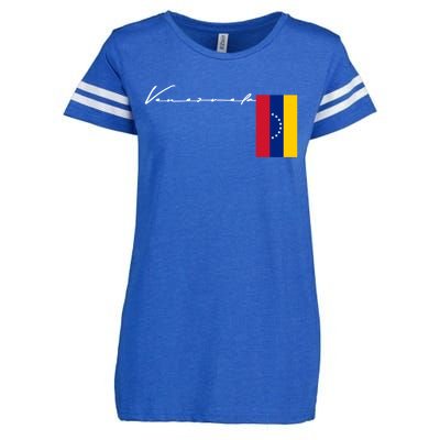 Venezuela Flag Signature Patriotic Pole Gift Enza Ladies Jersey Football T-Shirt