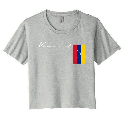 Venezuela Flag Signature Patriotic Pole Gift Women's Crop Top Tee