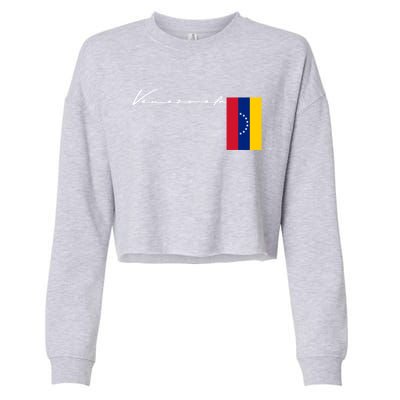 Venezuela Flag Signature Patriotic Pole Gift Cropped Pullover Crew