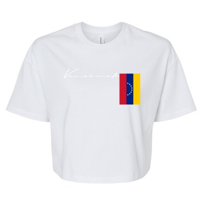 Venezuela Flag Signature Patriotic Pole Gift Bella+Canvas Jersey Crop Tee