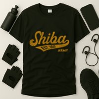 Vintage Funny Shiba Army Coin Script Bold Font Shiba Inu T-Shirt