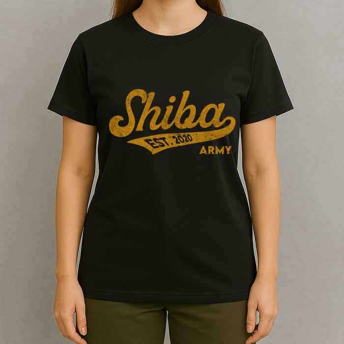 Vintage Funny Shiba Army Coin Script Bold Font Shiba Inu T-Shirt