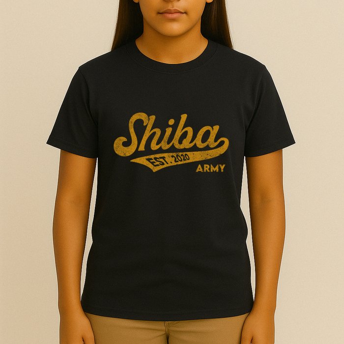 Vintage Funny Shiba Army Coin Script Bold Font Shiba Inu T-Shirt