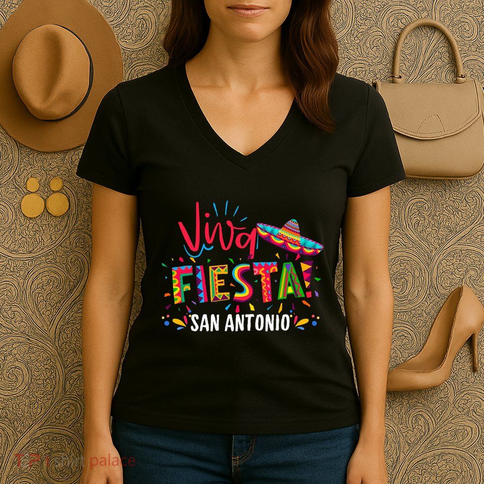 Viva Fiesta San Antonio Cinco De Mayo Sombrero Women's V-Neck T-Shirt