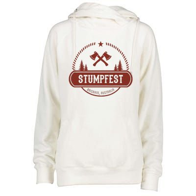 Vintage Funny Stumpfest 2023 Brisbane Get Sweaty Womens Funnel Neck Pullover Hood