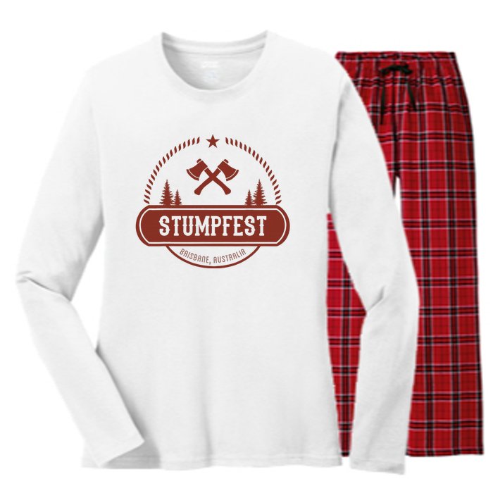 Vintage Funny Stumpfest 2023 Brisbane Get Sweaty Women's Long Sleeve Flannel Pajama Set 