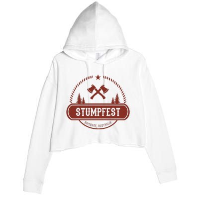 Vintage Funny Stumpfest 2023 Brisbane Get Sweaty Crop Fleece Hoodie