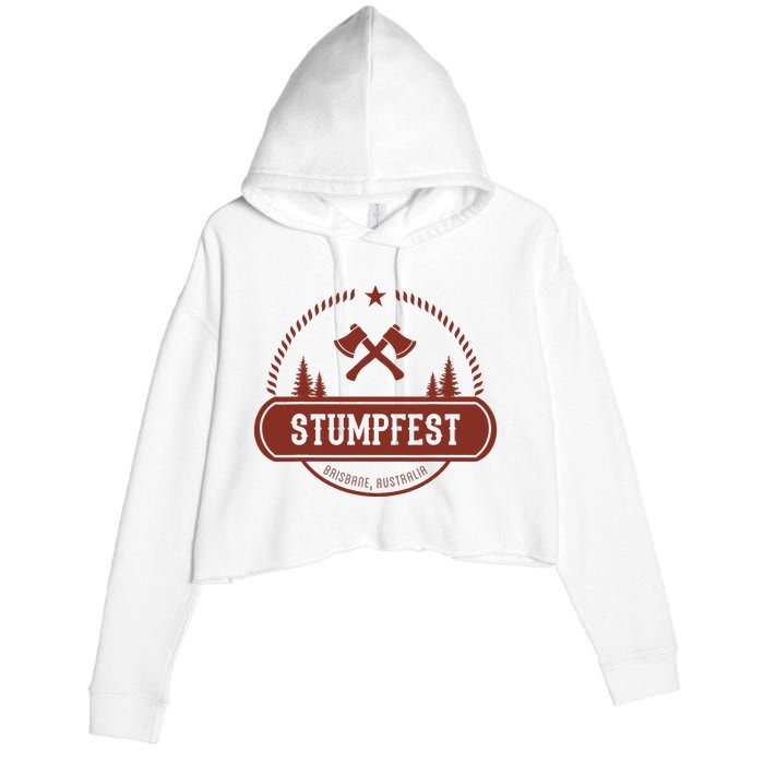 Vintage Funny Stumpfest 2023 Brisbane Get Sweaty Crop Fleece Hoodie