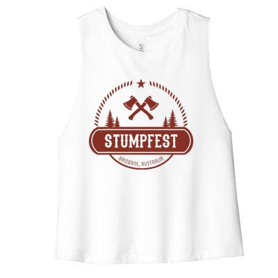 Vintage Funny Stumpfest 2023 Brisbane Get Sweaty Women's Racerback Cropped Tank