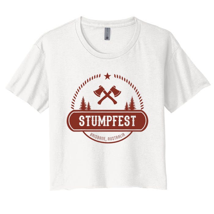 Vintage Funny Stumpfest 2023 Brisbane Get Sweaty Women's Crop Top Tee