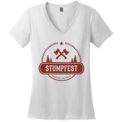 Vintage Funny Stumpfest 2023 Brisbane Get Sweaty Women's V-Neck T-Shirt