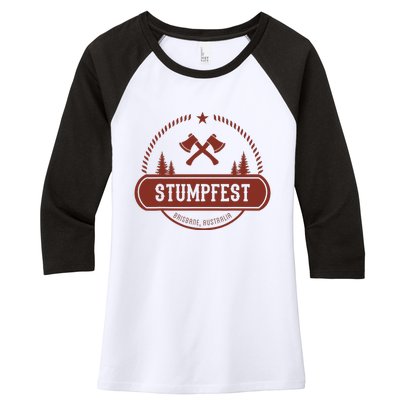 Vintage Funny Stumpfest 2023 Brisbane Get Sweaty Women's Tri-Blend 3/4-Sleeve Raglan Shirt