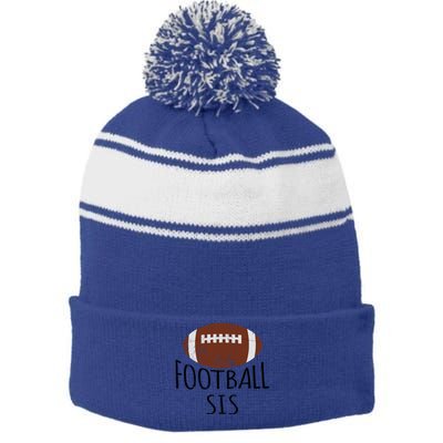 Vintage Football Sis American Football Fun Family Matching Cute Gift Stripe Pom Pom Beanie