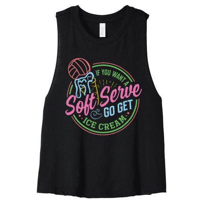 Volleyball Funny Soft Serve Saying Women's Racerback Cropped Tank