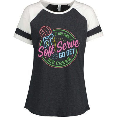 Volleyball Funny Soft Serve Saying Enza Ladies Jersey Colorblock Tee