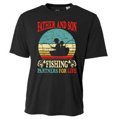 Vintage Father Son Fishing Partners For Life Dad Matching Cooling Performance Crew T-Shirt