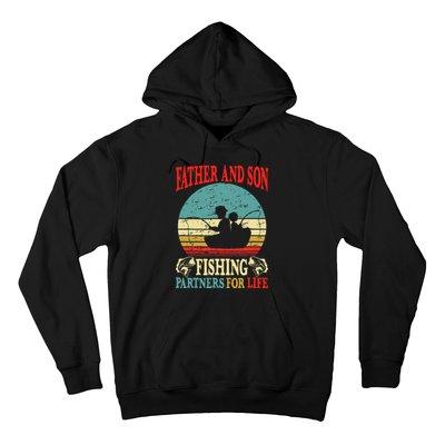 Vintage Father Son Fishing Partners For Life Dad Matching Hoodie