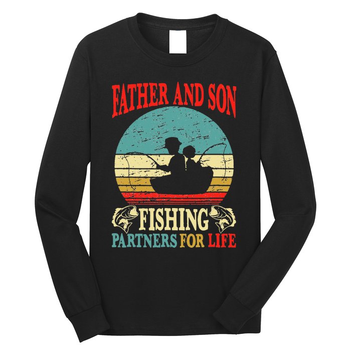 Vintage Father Son Fishing Partners For Life Dad Matching Long Sleeve Shirt