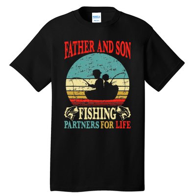 Vintage Father Son Fishing Partners For Life Dad Matching Tall T-Shirt