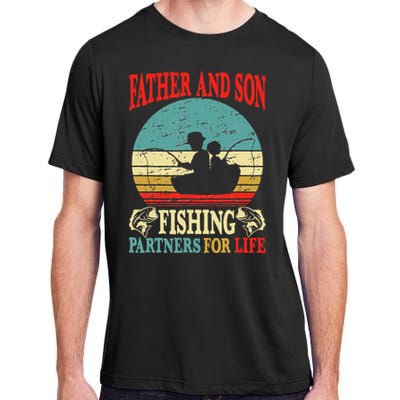 Vintage Father Son Fishing Partners For Life Dad Matching Adult ChromaSoft Performance T-Shirt