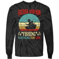 Vintage Father Son Fishing Partners For Life Dad Matching Tie-Dye Long Sleeve Shirt