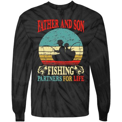 Vintage Father Son Fishing Partners For Life Dad Matching Tie-Dye Long Sleeve Shirt