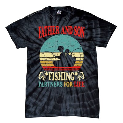 Vintage Father Son Fishing Partners For Life Dad Matching Tie-Dye T-Shirt