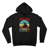 Vintage Father Son Fishing Partners For Life Dad Matching Tall Hoodie