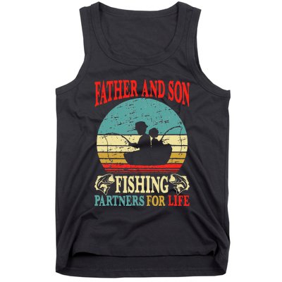 Vintage Father Son Fishing Partners For Life Dad Matching Tank Top