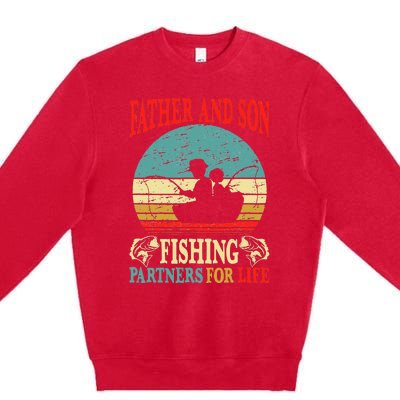 Vintage Father Son Fishing Partners For Life Dad Matching Premium Crewneck Sweatshirt