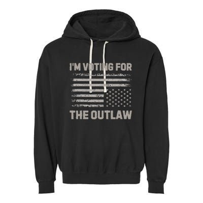 Voting For The Outlaw 2024 Election Garment-Dyed Fleece Hoodie