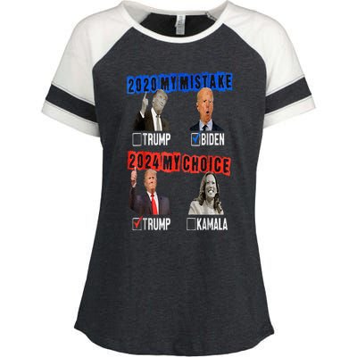 Vote For Trump! God Chose Trump To Restore Our Country! Enza Ladies Jersey Colorblock Tee