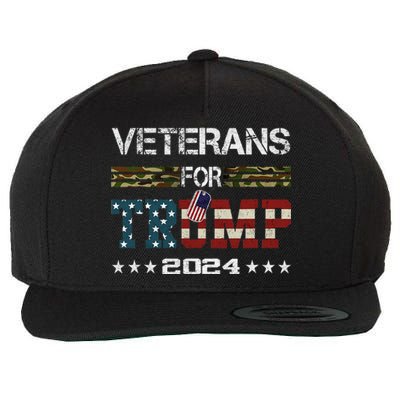 Veterans For Trump 2024 American Flag Vintage Wool Snapback Cap