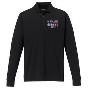 Voting For The Felon Trump 2024 Bold Political Statement Performance Long Sleeve Polo