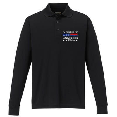 Voting For The Felon Trump 2024 Bold Political Statement Performance Long Sleeve Polo