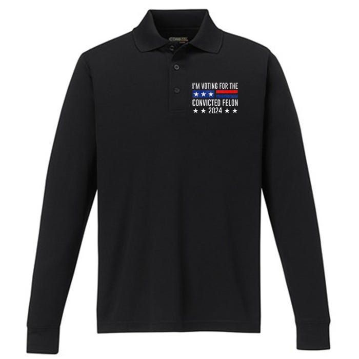 Voting For The Felon Trump 2024 Bold Political Statement Performance Long Sleeve Polo