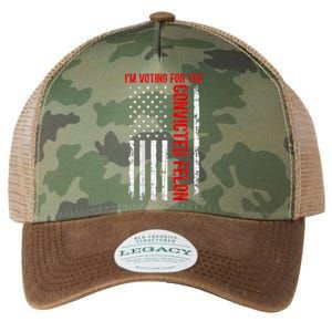 Voting For The Convicted Felon 2024 Usa Flag Back Design Legacy Tie Dye Trucker Hat