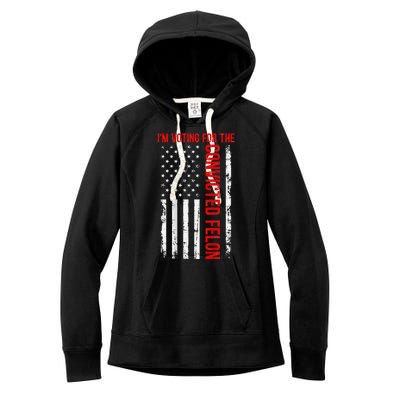 Voting For The Convicted Felon 2024 Usa Flag Back Design Women's Fleece Hoodie