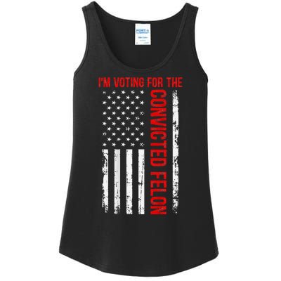 Voting For The Convicted Felon 2024 Usa Flag Back Design Ladies Essential Tank