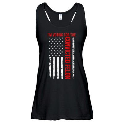 Voting For The Convicted Felon 2024 Usa Flag Back Design Ladies Essential Flowy Tank